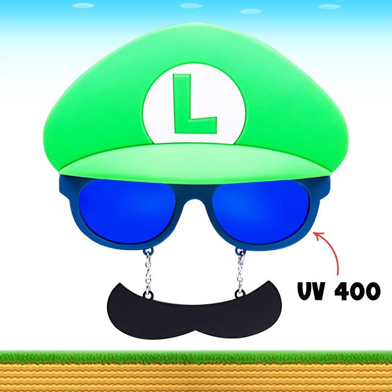 Sun-Staches Official Super Mario Sunglasses | Mario Luigi Peach Bowser Yoshi Wario or Waluigi Costume Accessory | Fits Most - Image 5
